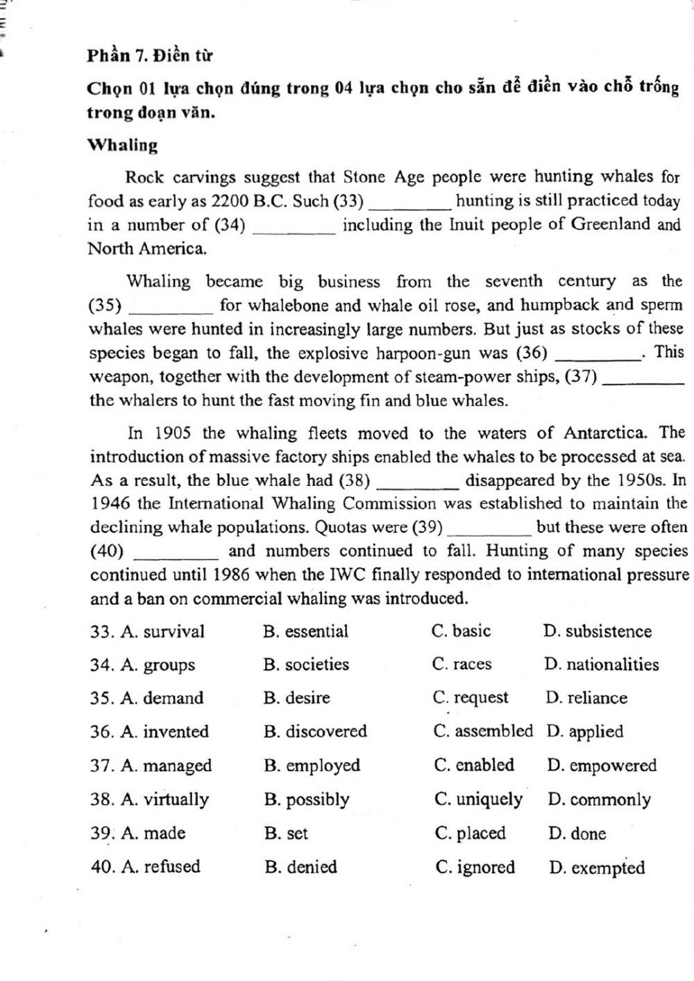 Đề thi đánh giá năng lực ngoại ngữ Tiếng Anh vào lớp 10 Chuyên ngoại ngữ - Số 3.1