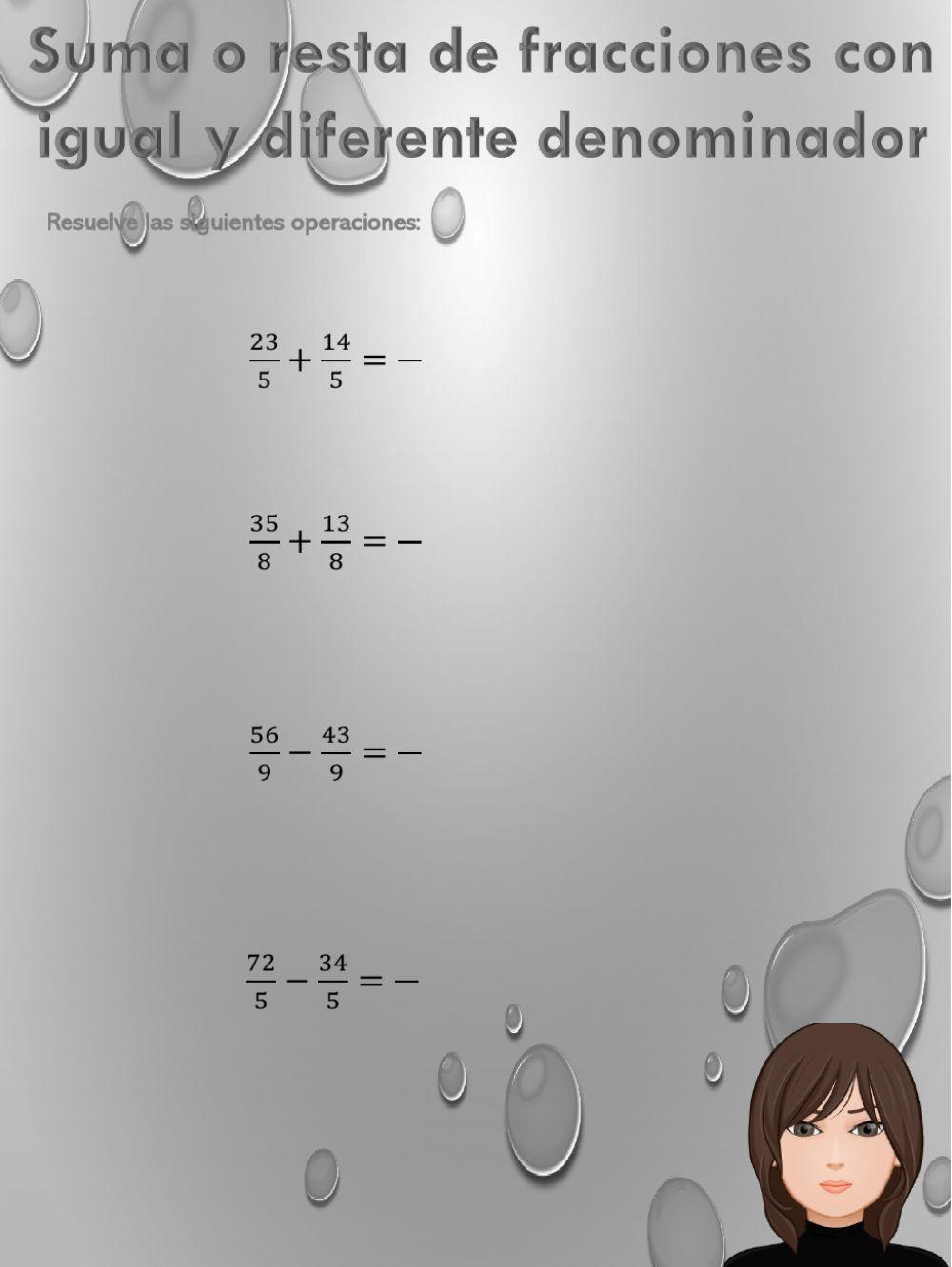 Suma y resta de fracciones