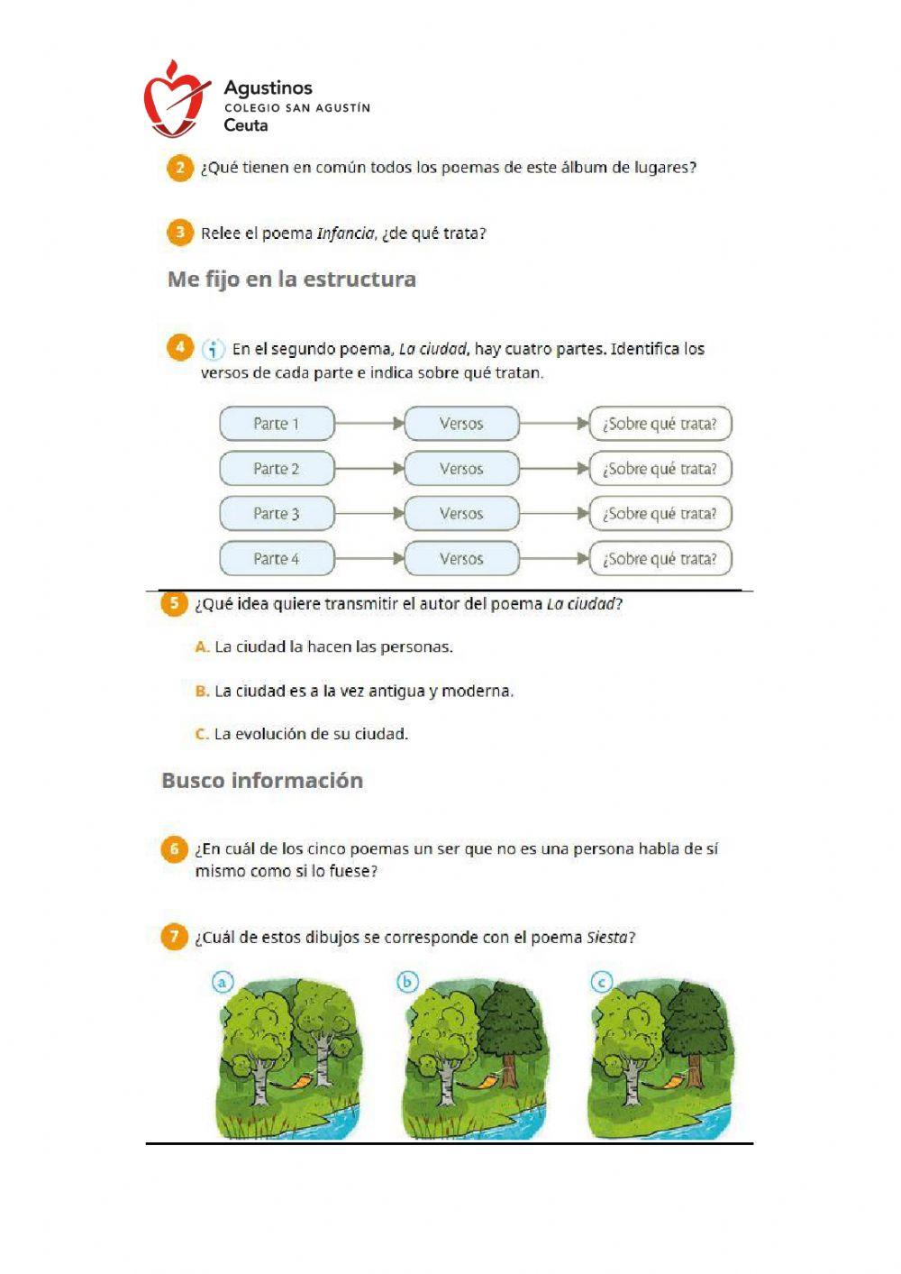 Comprensión Lectora -Álbum de Lugares (Poemas)- (Unidad 6)