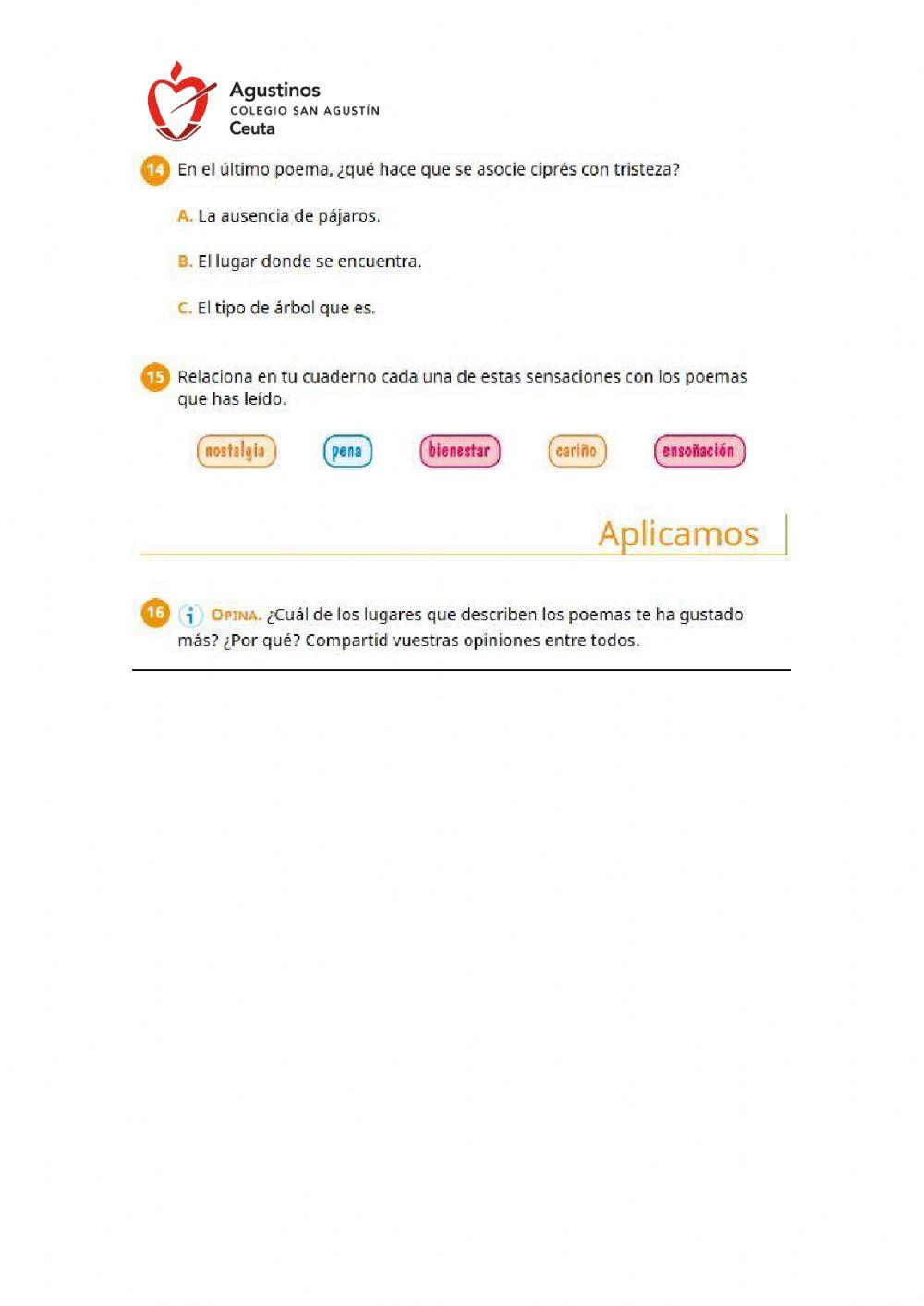 Comprensión Lectora -Álbum de Lugares (Poemas)- (Unidad 6)