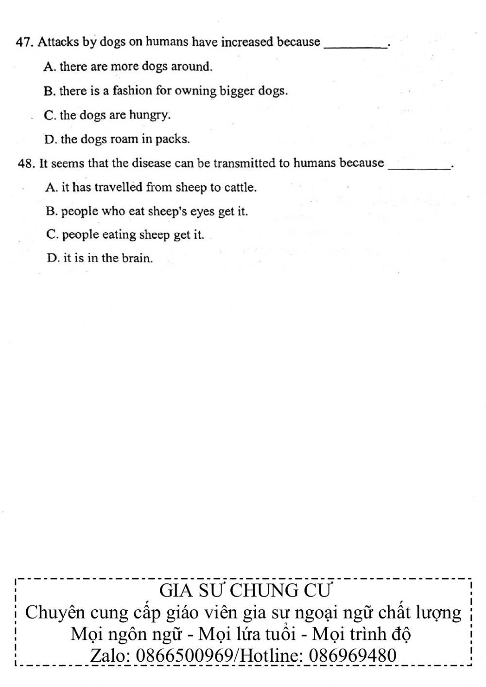 Đề thi đánh giá năng lực ngoại ngữ Tiếng Anh vào lớp 10 Chuyên ngoại ngữ - Số 4.1