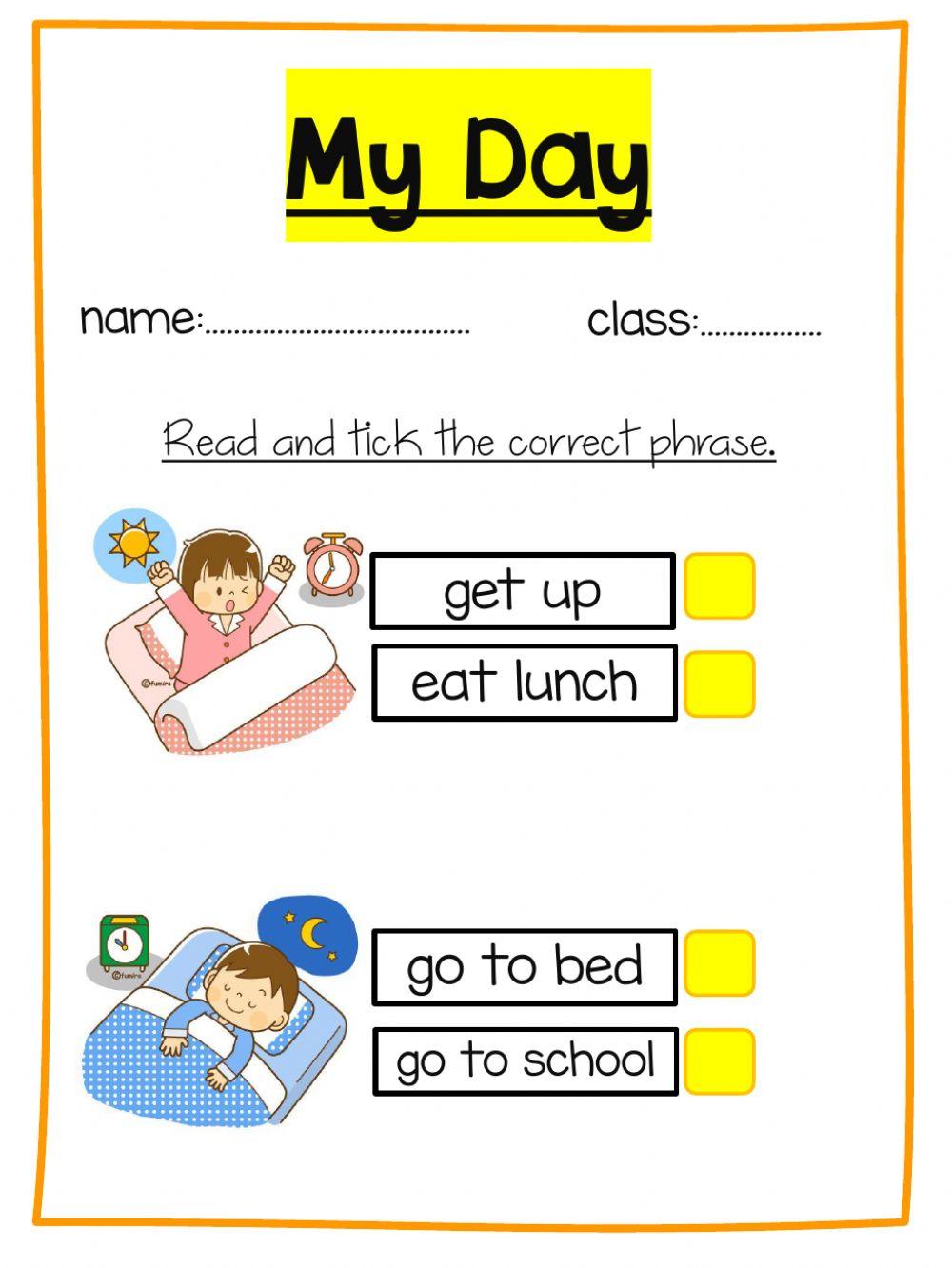 My Day-Tick the correct phrase