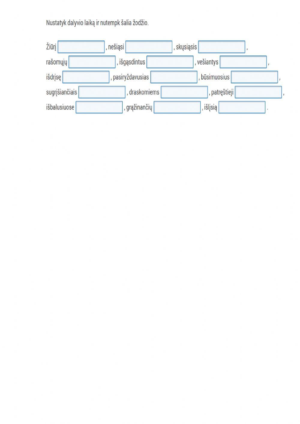 Dalyvio reikšmė, gramatiniai požymiai.