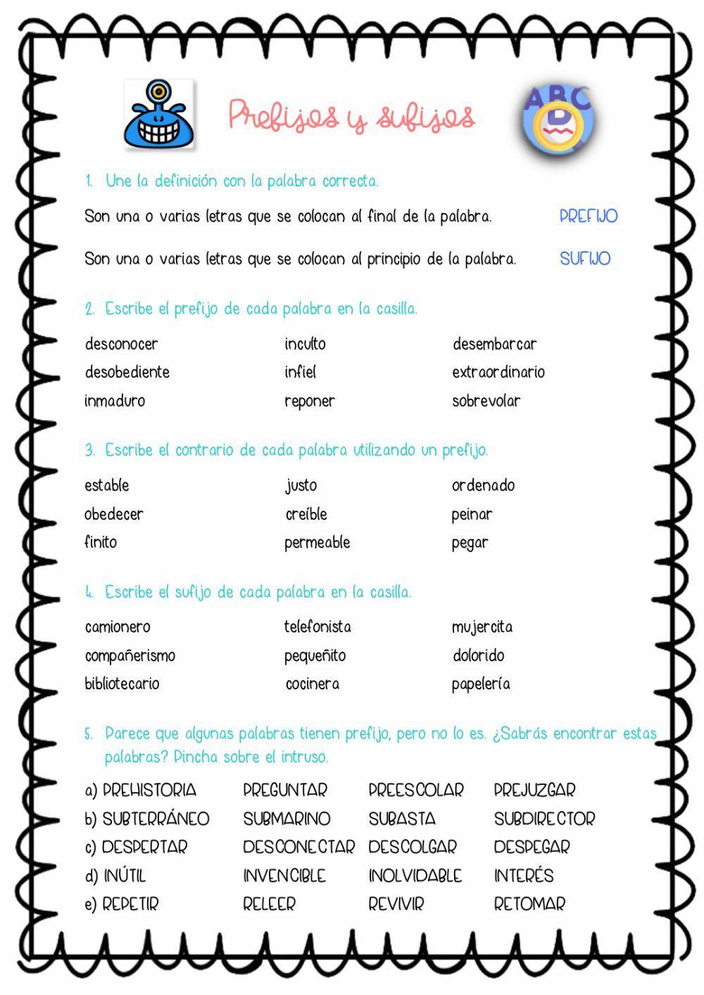 Prefijos Y Sufijos 5° Live Worksheets, 47% OFF