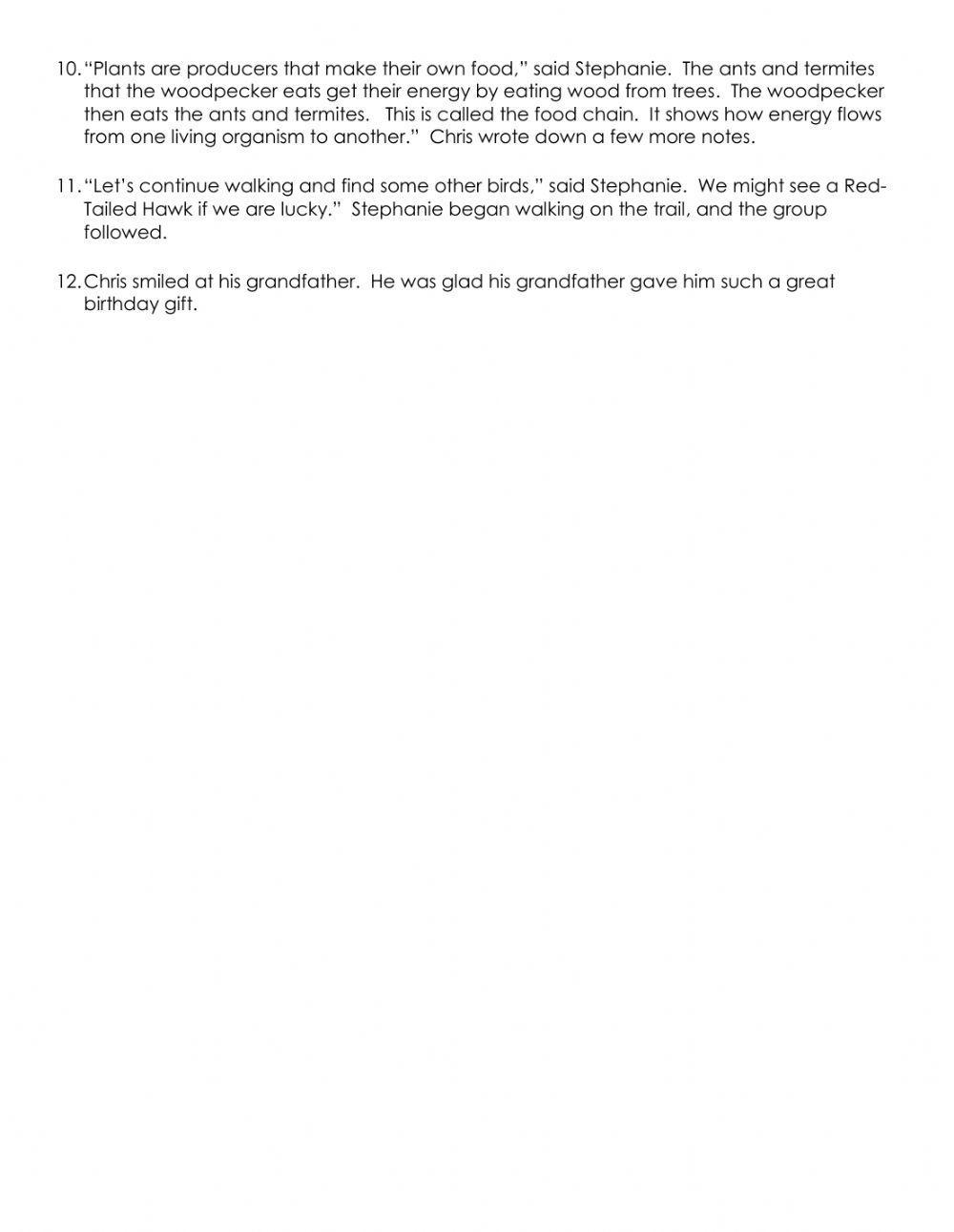 Birds Main Idea Practice