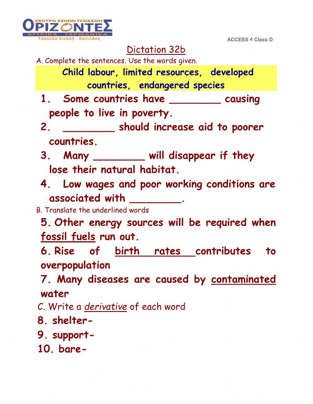 Access 4. Dictation 32 B. Class:D