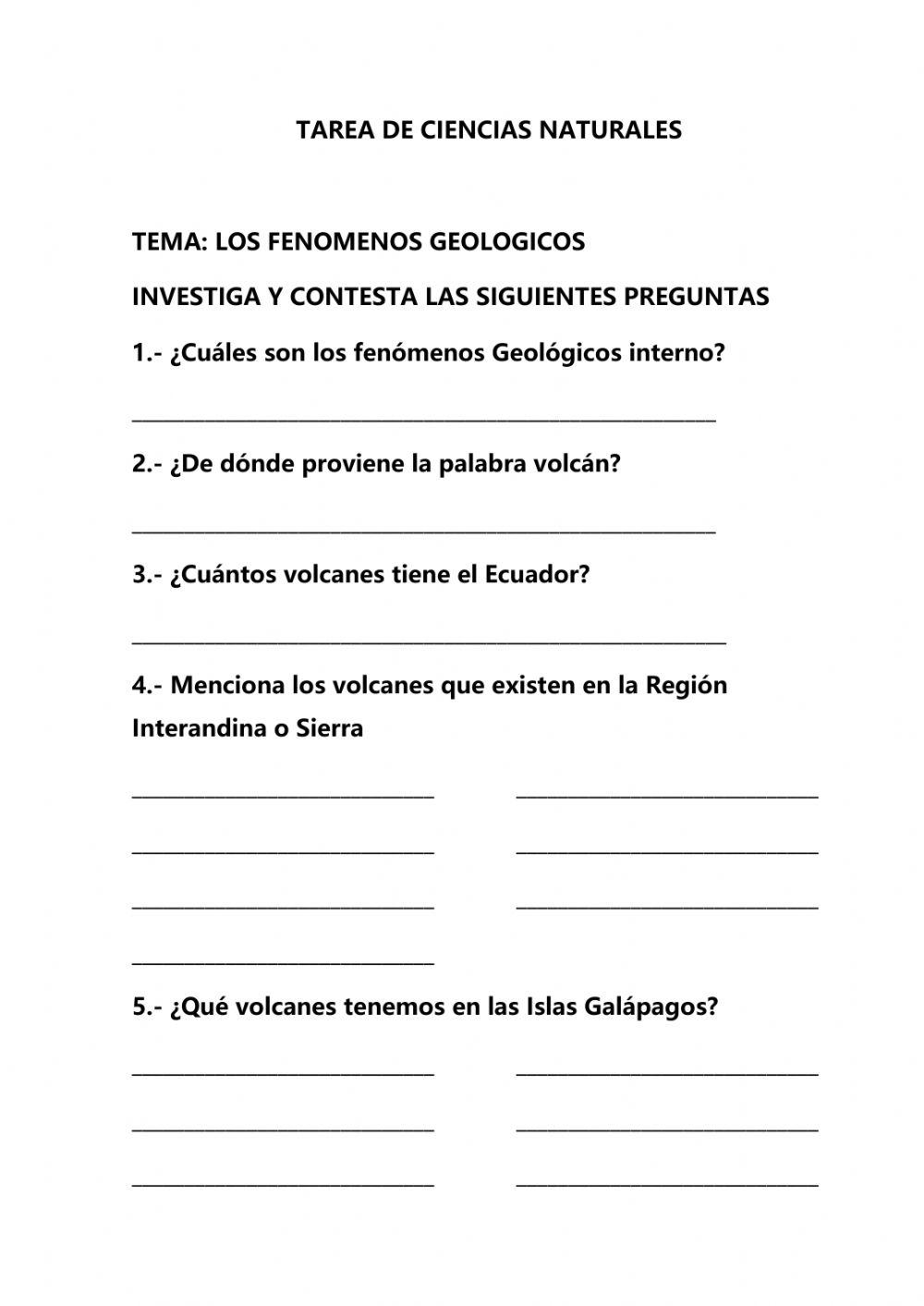 Los fenómenos Geológicos