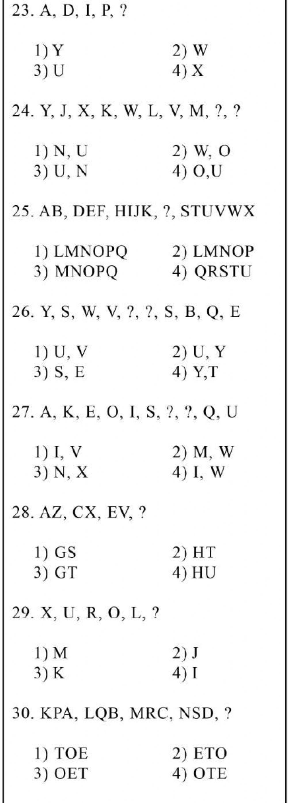 Nmms-mat-Missing letters in the series-2