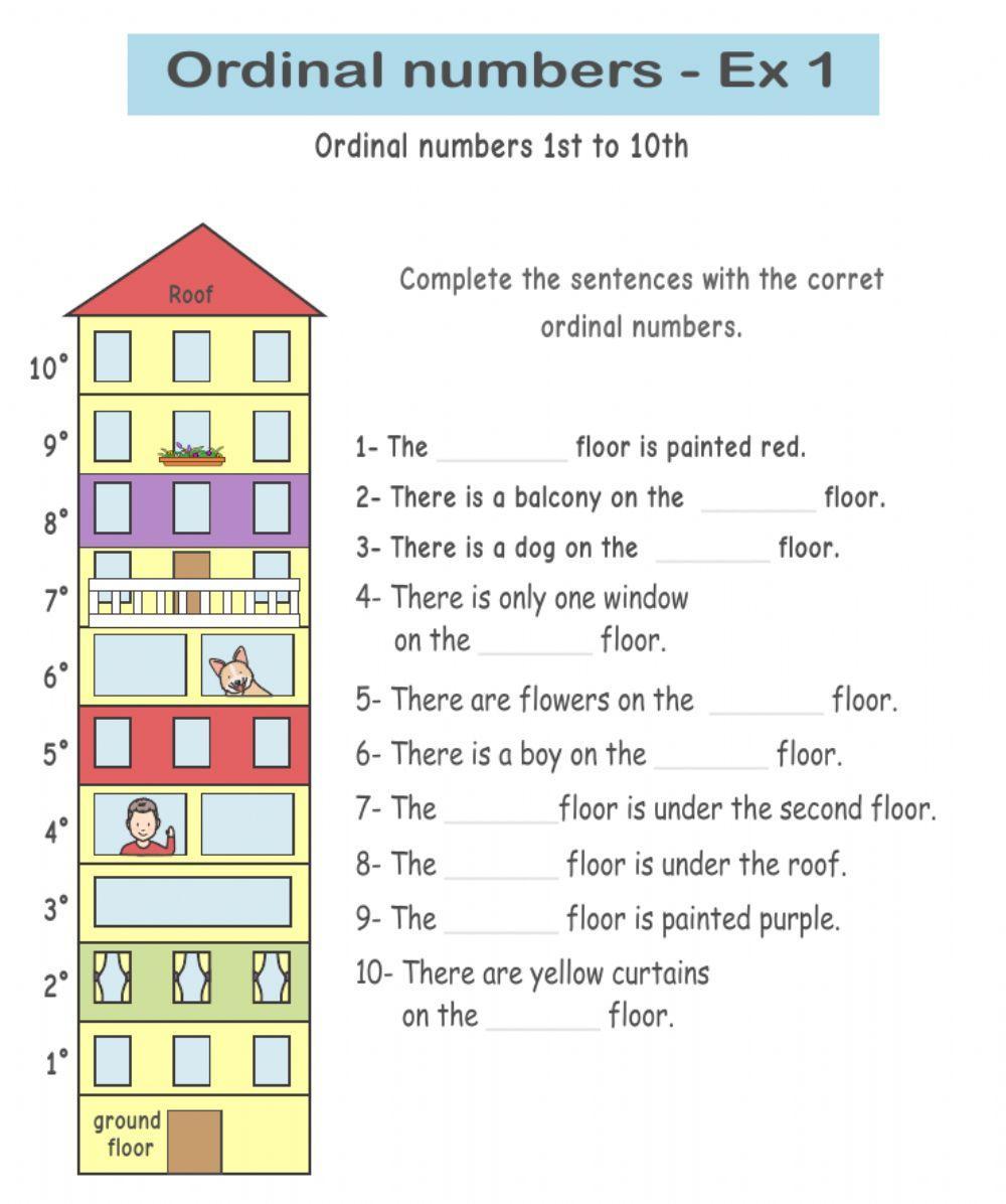 Ordinal numbers exercise 1 - numbers first to tenth