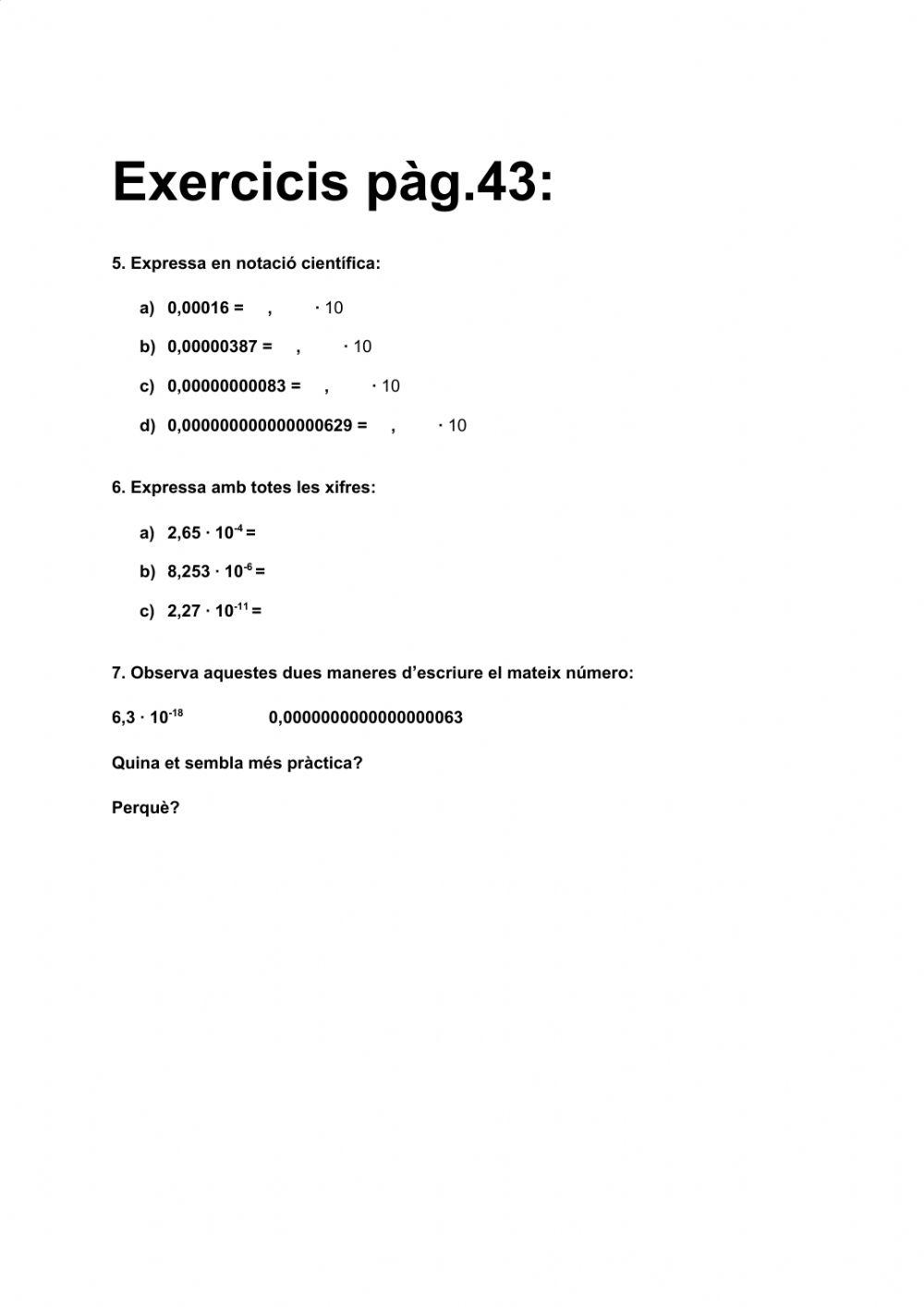 Operacions amb Potències