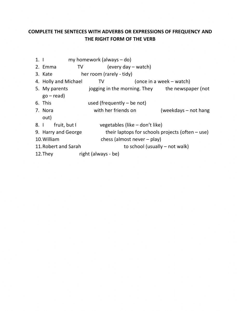 Simple Present Affirmative and Negative and Adverbs of frequency