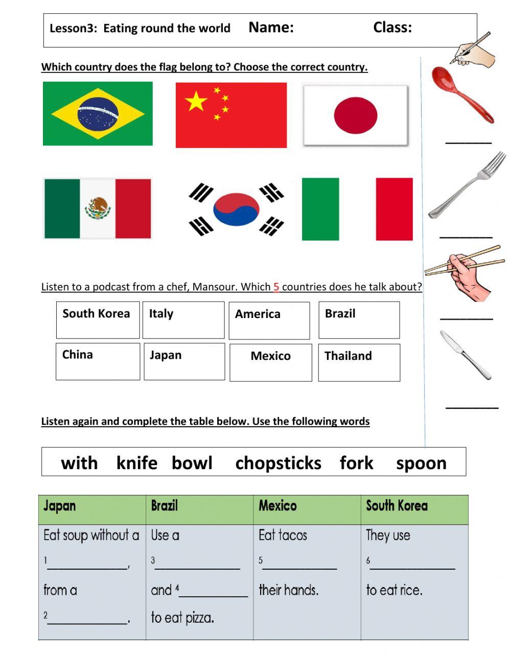 Lesson 3: food round the world