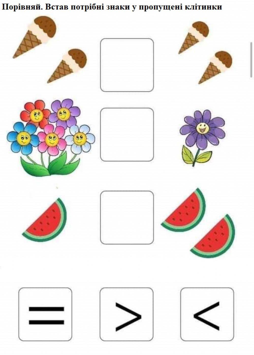 Числові рівності та  нерівності 1 клас