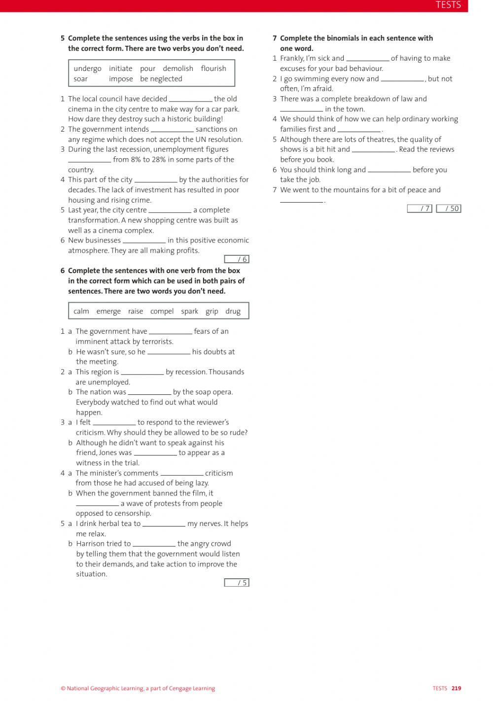 Outcomes Advanced 2nd ed Test 1 Cities