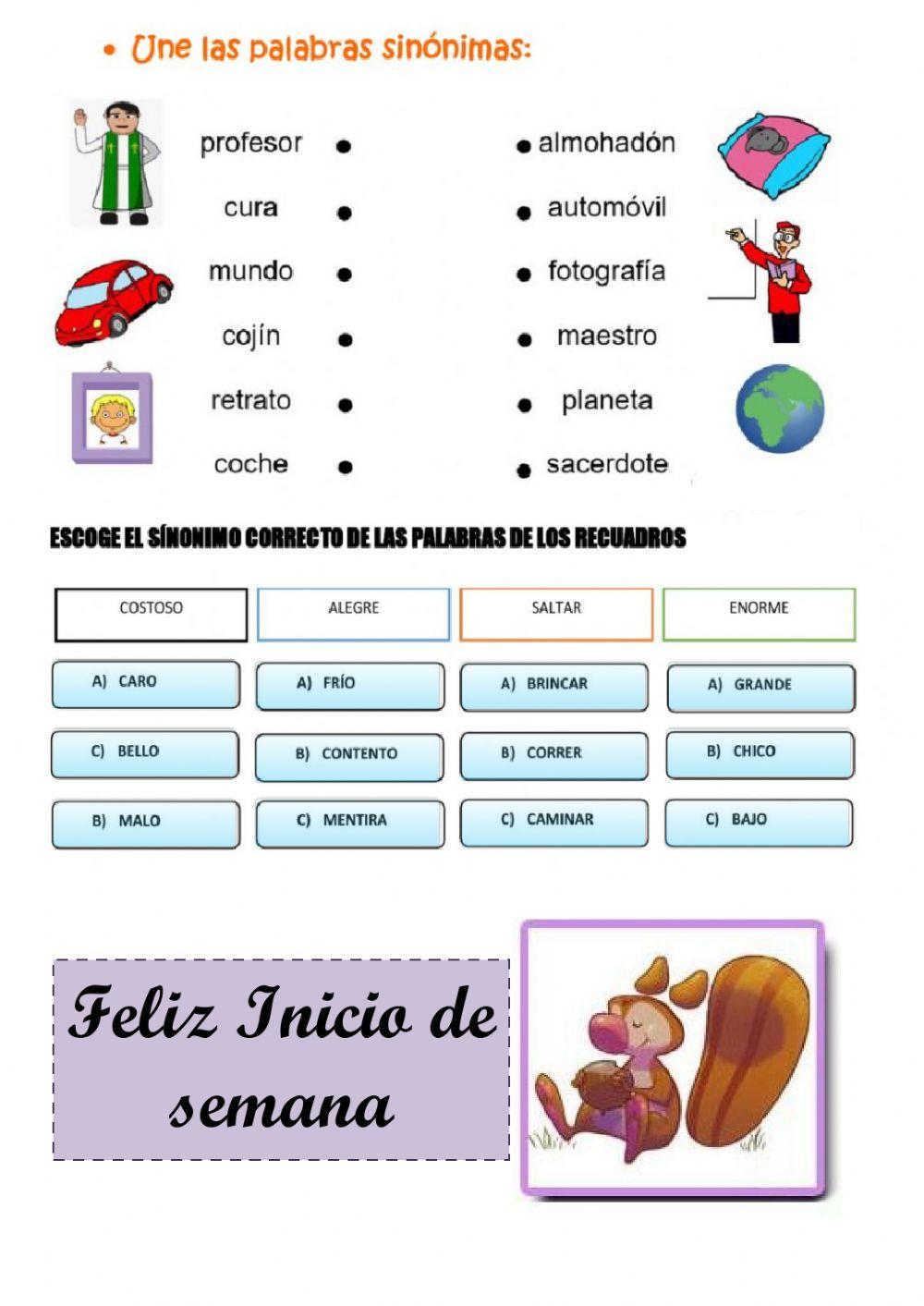 Actividad de los sinónimos