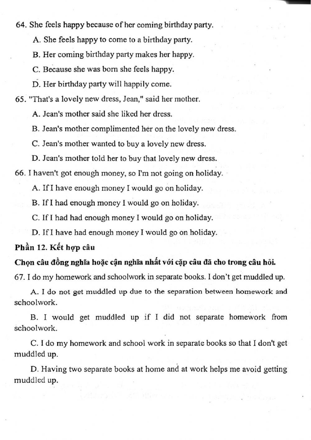 Đề thi đánh giá năng lực ngoại ngữ Tiếng Anh vào lớp 10 Chuyên ngoại ngữ - Số 4.2