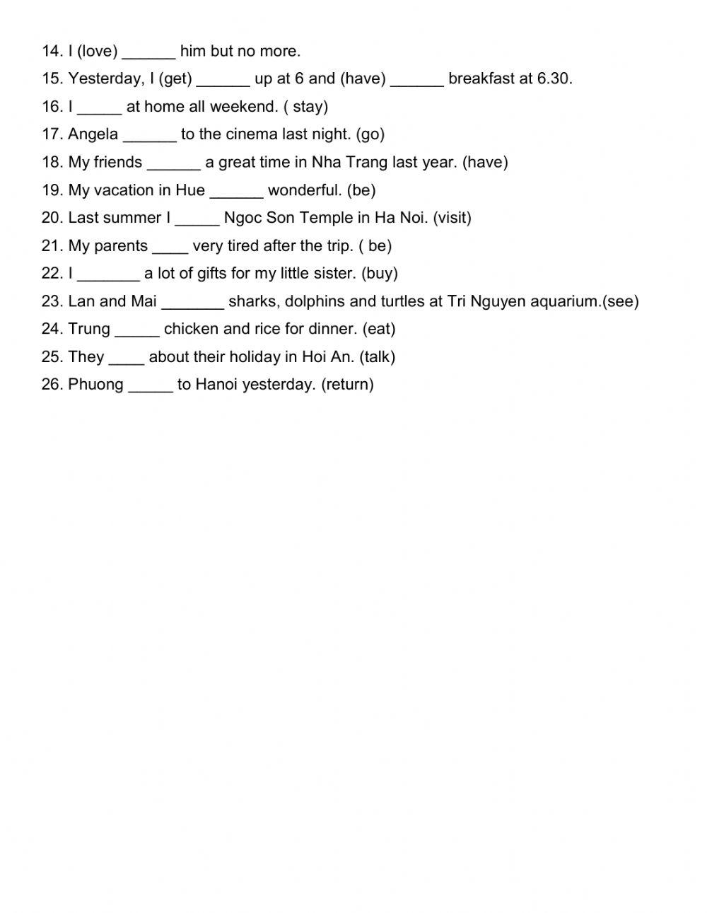 Present Simple - Present Continuous + Past Simple- Grade 6