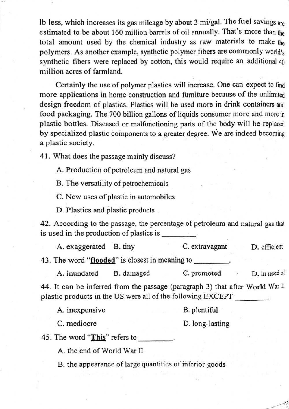 Đề thi đánh giá năng lực ngoại ngữ Tiếng Anh vào lớp 10 Chuyên ngoại ngữ - Số 5.1