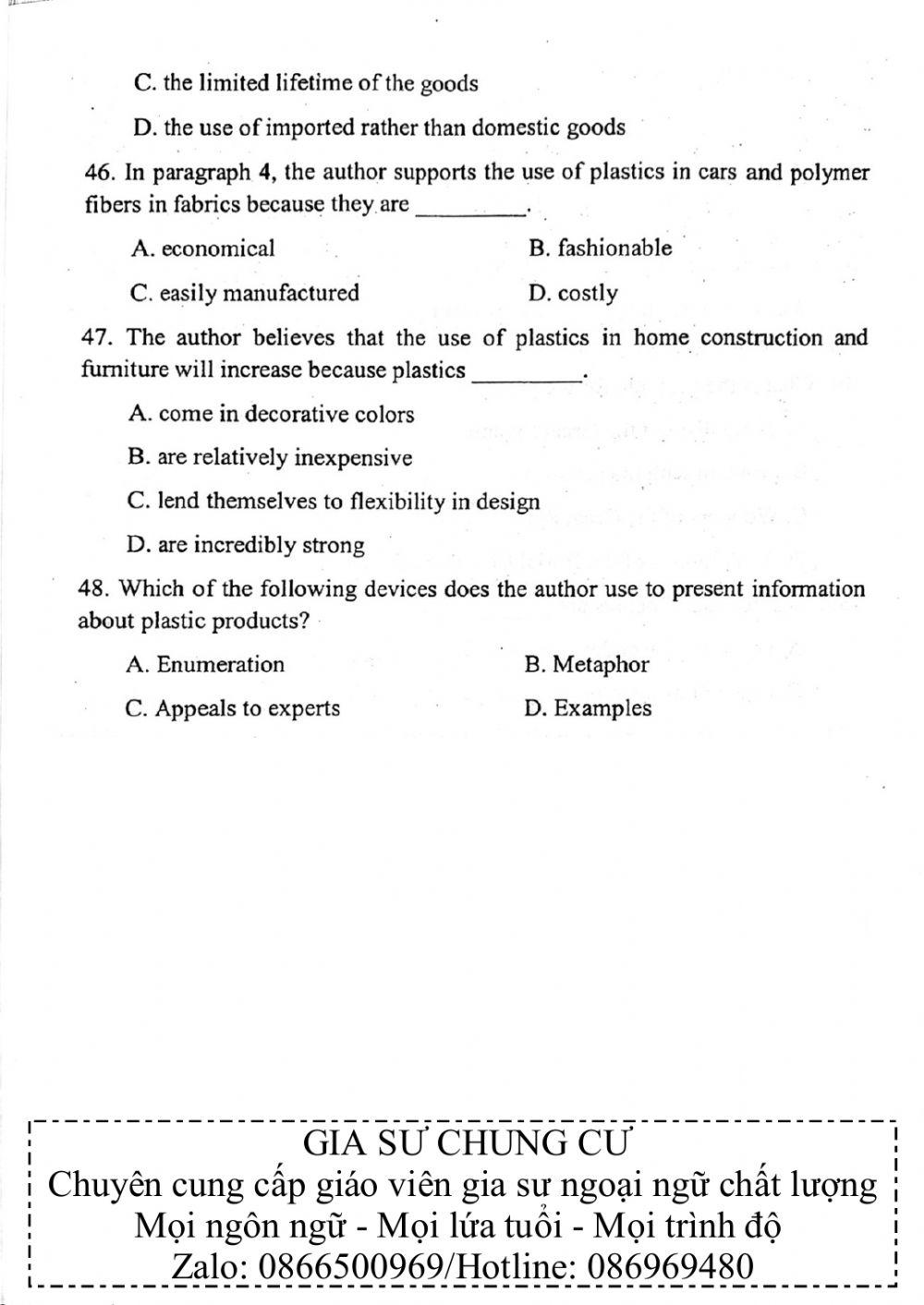 Đề thi đánh giá năng lực ngoại ngữ Tiếng Anh vào lớp 10 Chuyên ngoại ngữ - Số 5.1