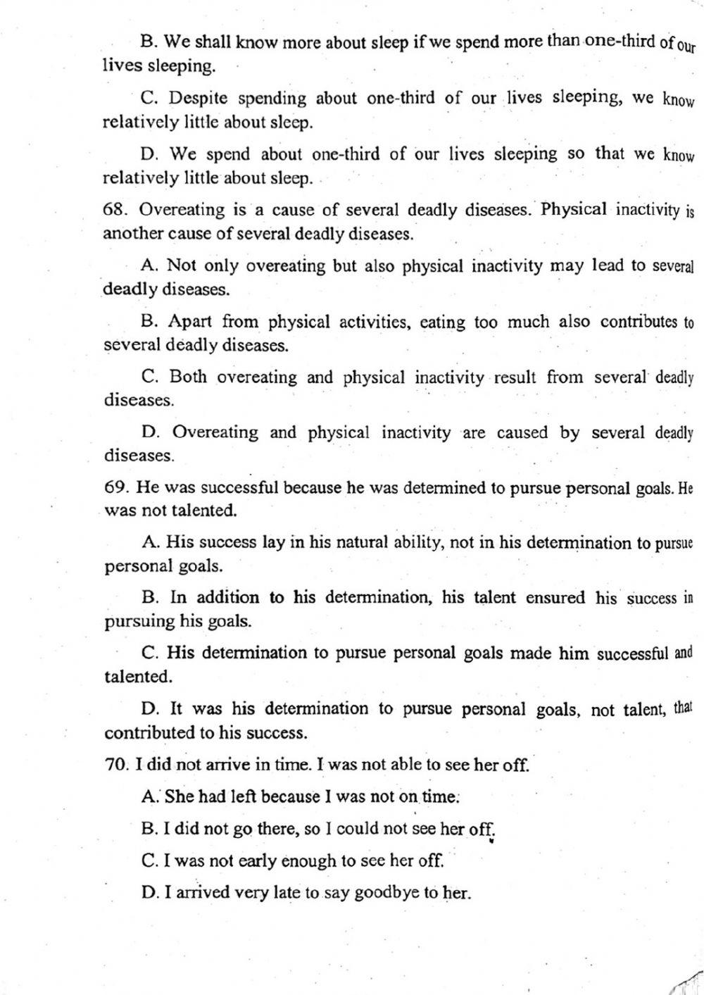Đề thi đánh giá năng lực ngoại ngữ Tiếng Anh vào lớp 10 Chuyên ngoại ngữ - Số 5.2