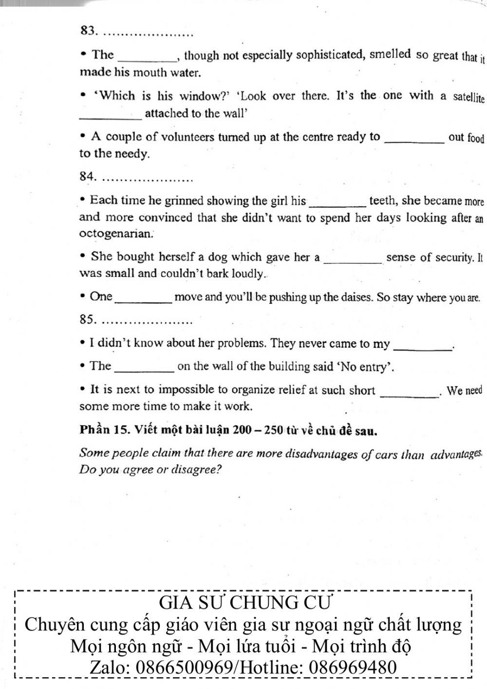 Đề thi đánh giá năng lực ngoại ngữ Tiếng Anh vào lớp 10 Chuyên ngoại ngữ - Số 5.2