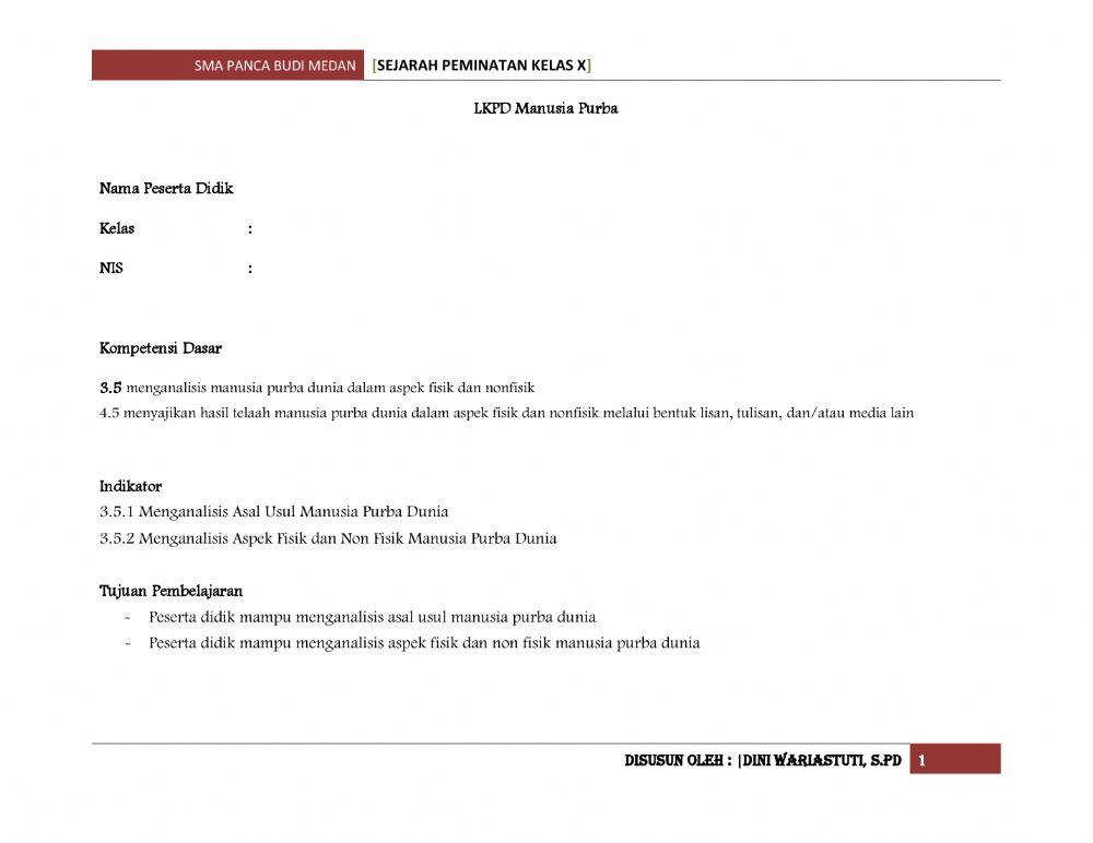 LKPD Manusia Purba