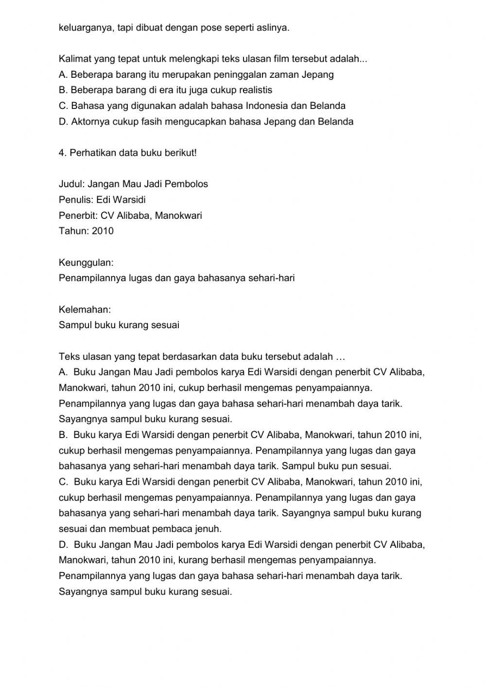 Latihan Soal 1 Teks Ulasan