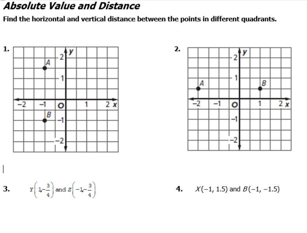 Distance between 2 points in different quadrants