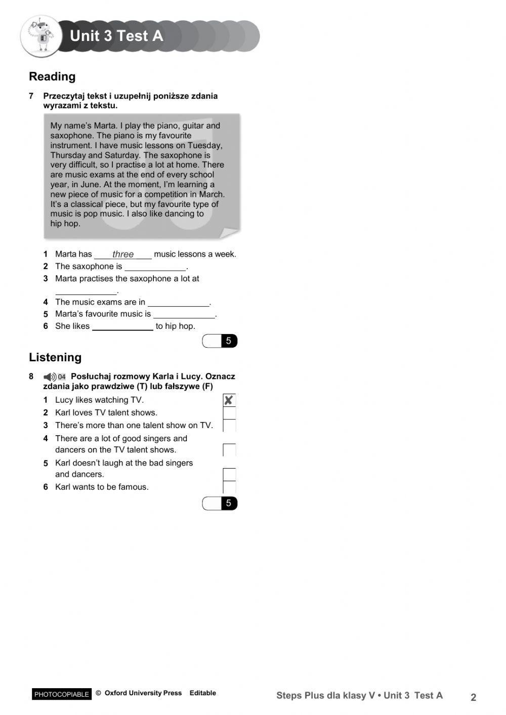 Steps Plus Klasa 4 Testy Unit 5 Steps Plus 5 Unit 3 6376123 | Thameur | Live Worksheets