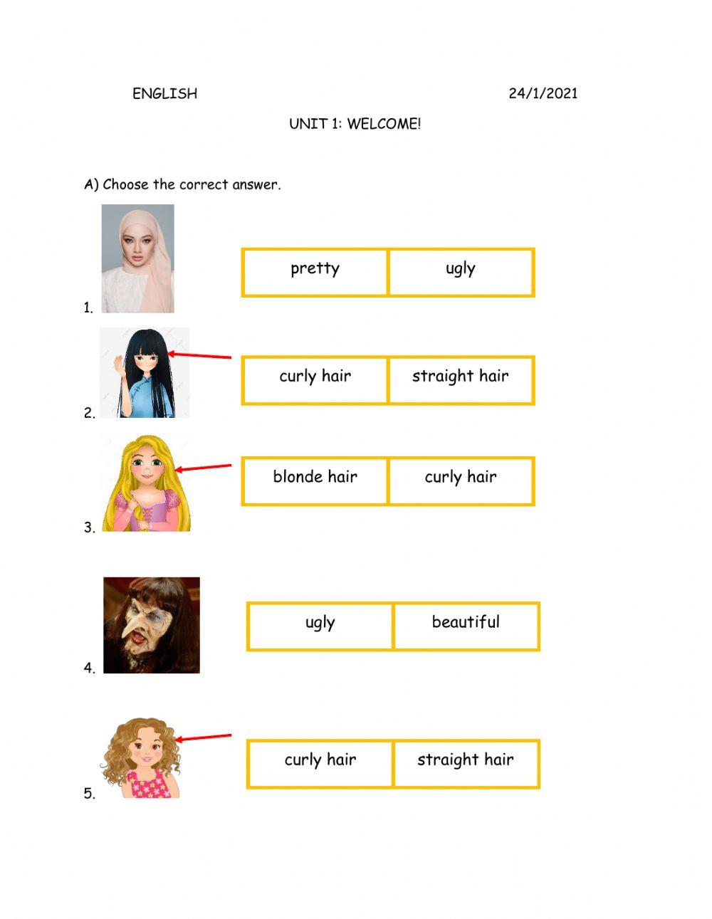 Adjectives- Hair and Eyes Descriptions
