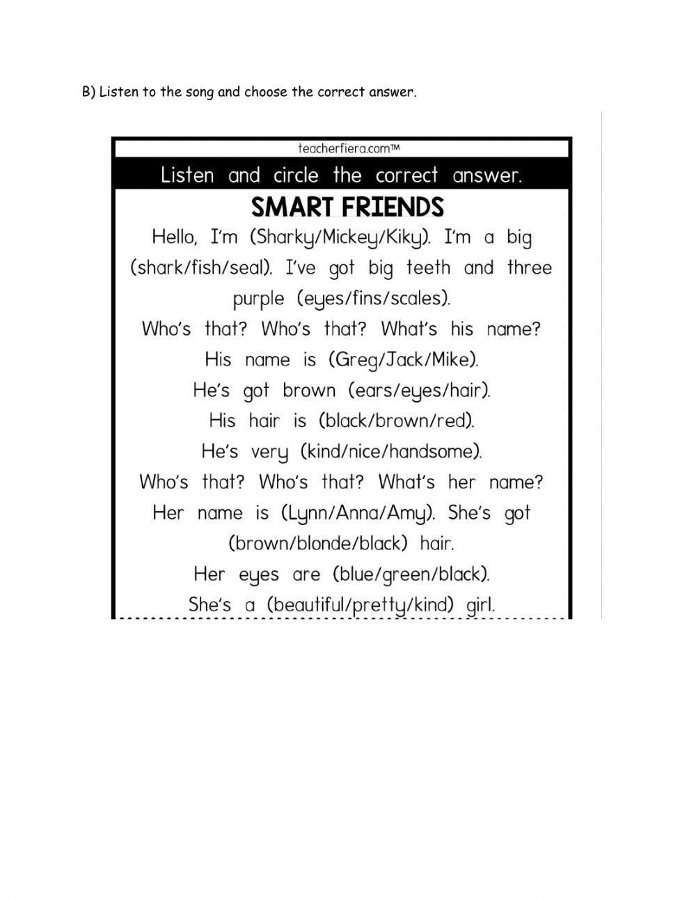 Adjectives- Hair and Eyes Descriptions