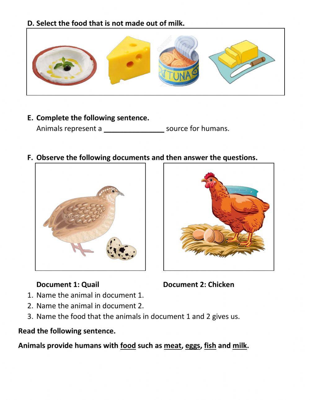 Benefits of animals: food source
