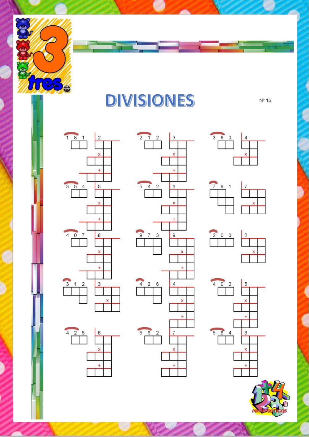 15 Divisiones con prueba de la división