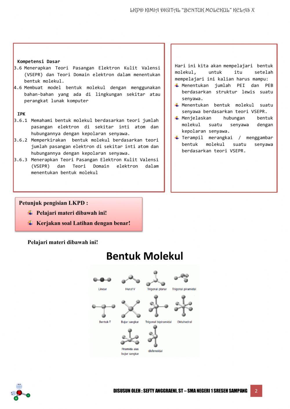 Lkpd kimia bentuk molekul Lkpd kimia bentuk molekul