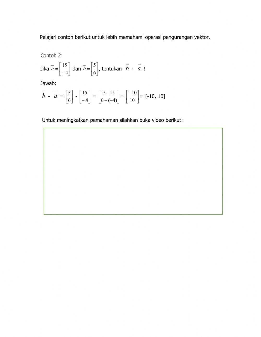 LKPD Penjumlahan dan Pengurangan Vektor