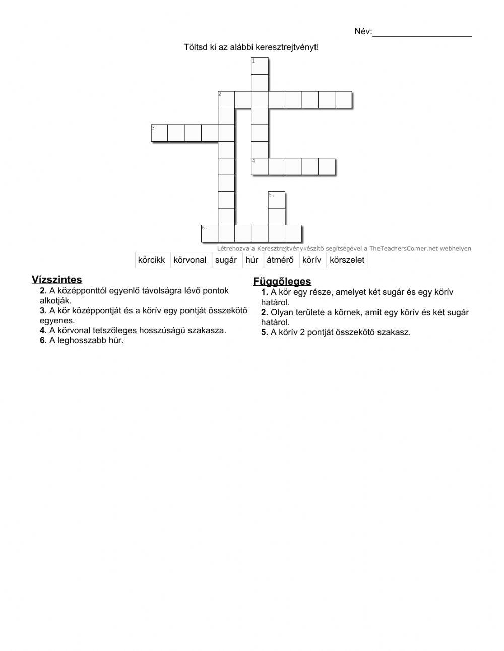 Kör részei-rejtvény