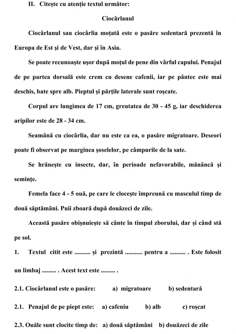 Evaluare: Legenda. Textul informativ