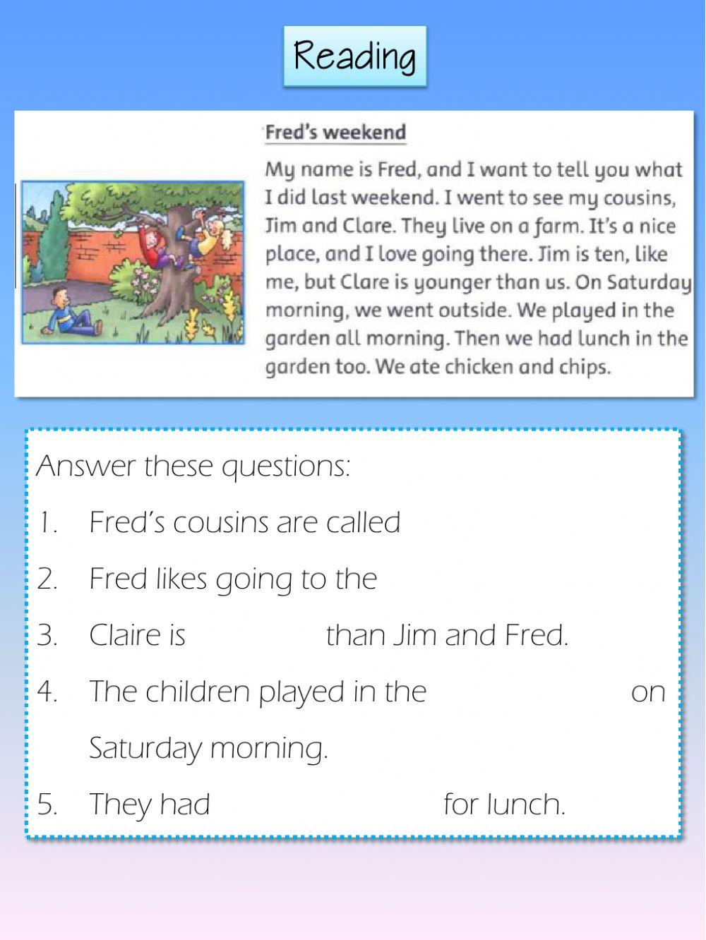 Reading Fred's weekend