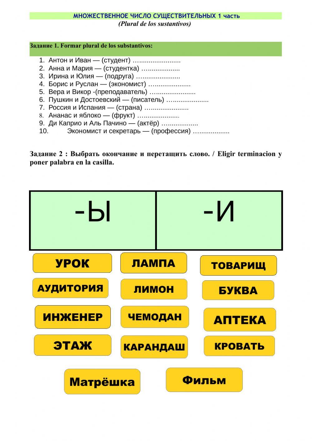 Plural de los sustantivos