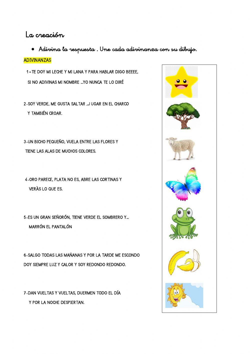 LA CREACIÓN:ADIVINANZAS