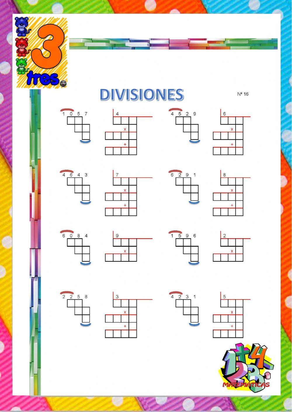 16 Divisiones con prueba de la división