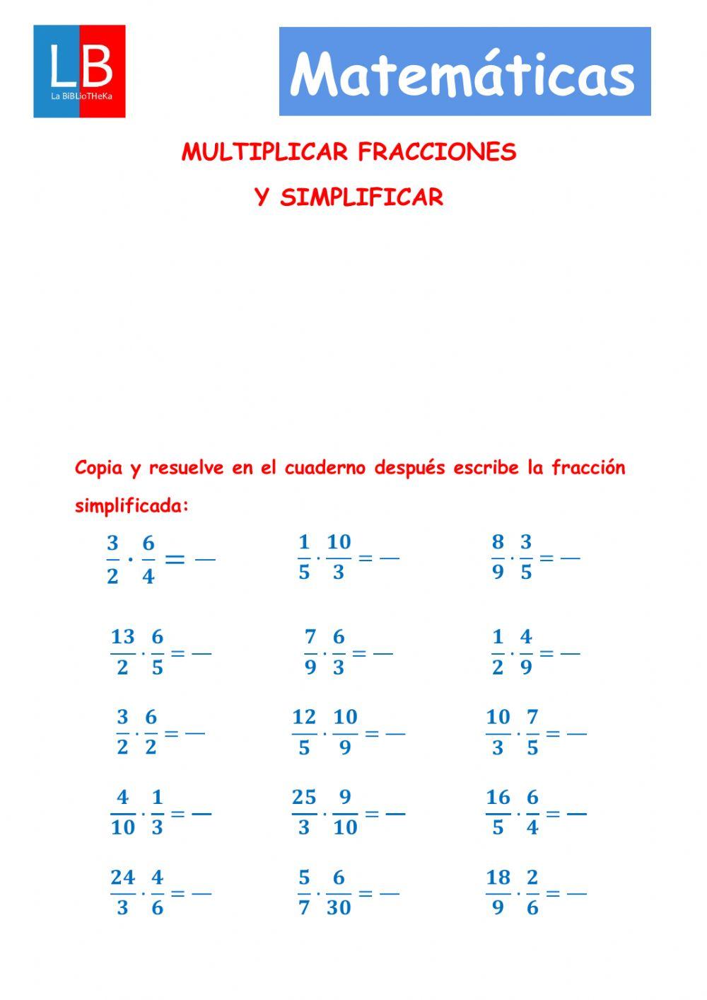 Multiplicación de fracciones