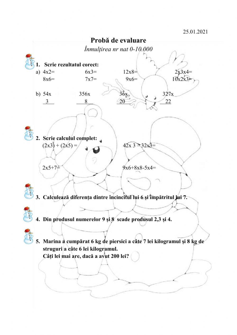 Evaluare- înmulțirea