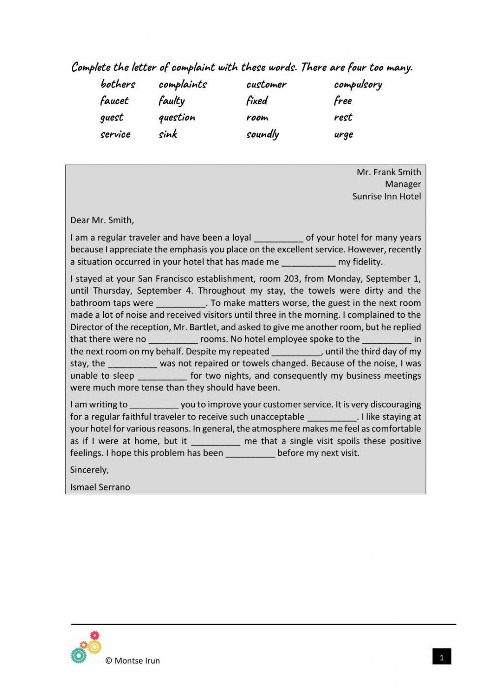 Letter of complaint