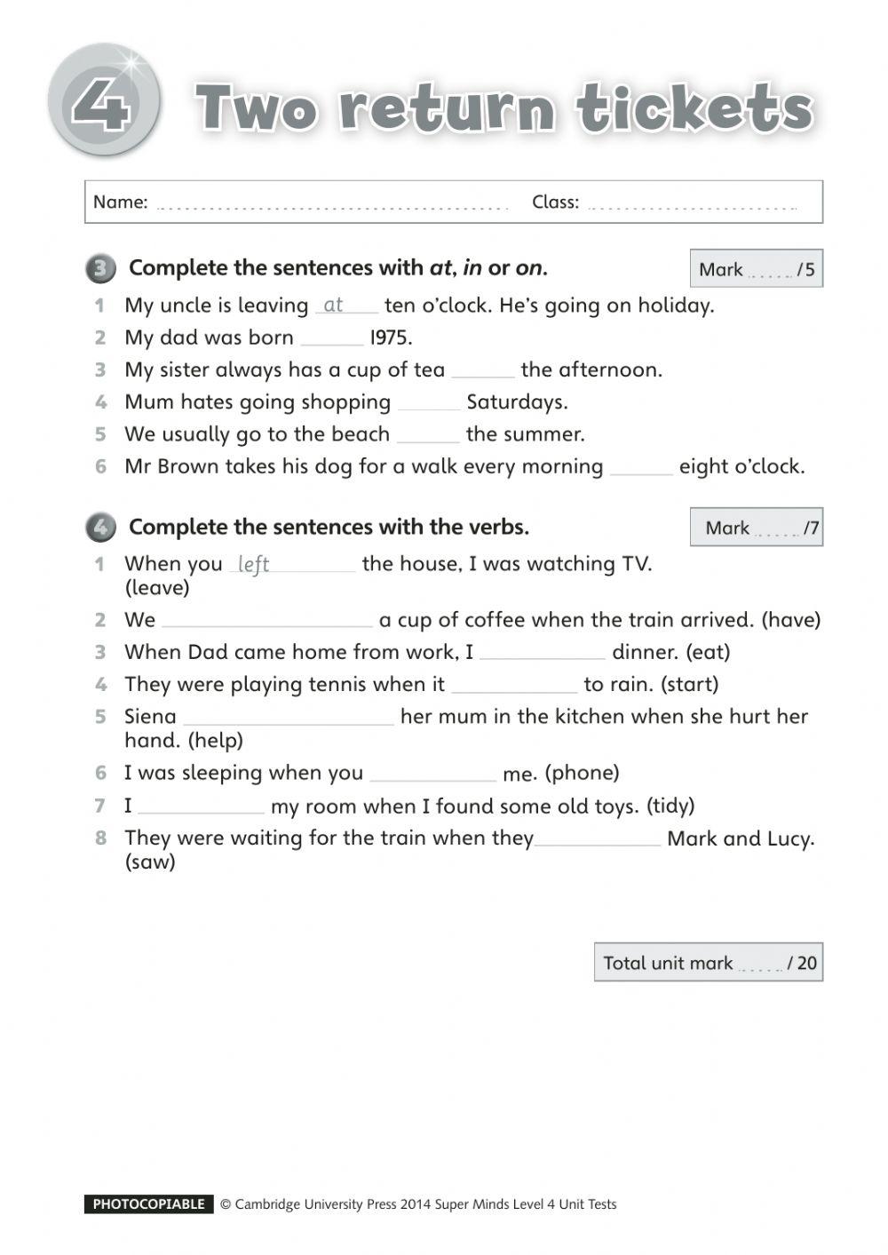 Test b senior unit 4 online exercise for live worksheets