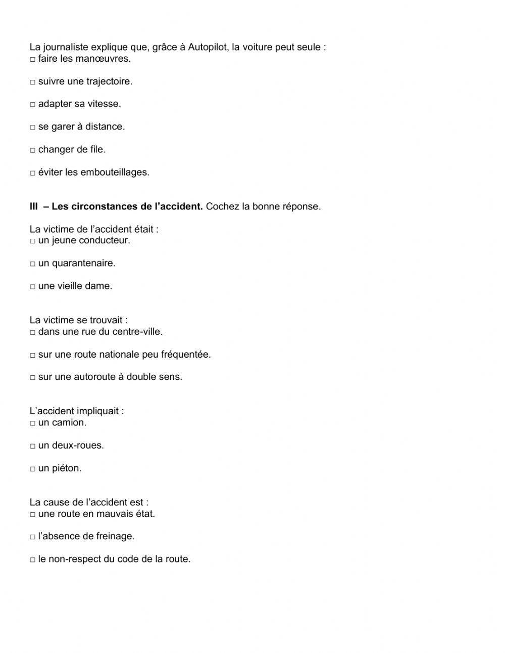 Ecoute:  les voitures Autonomes