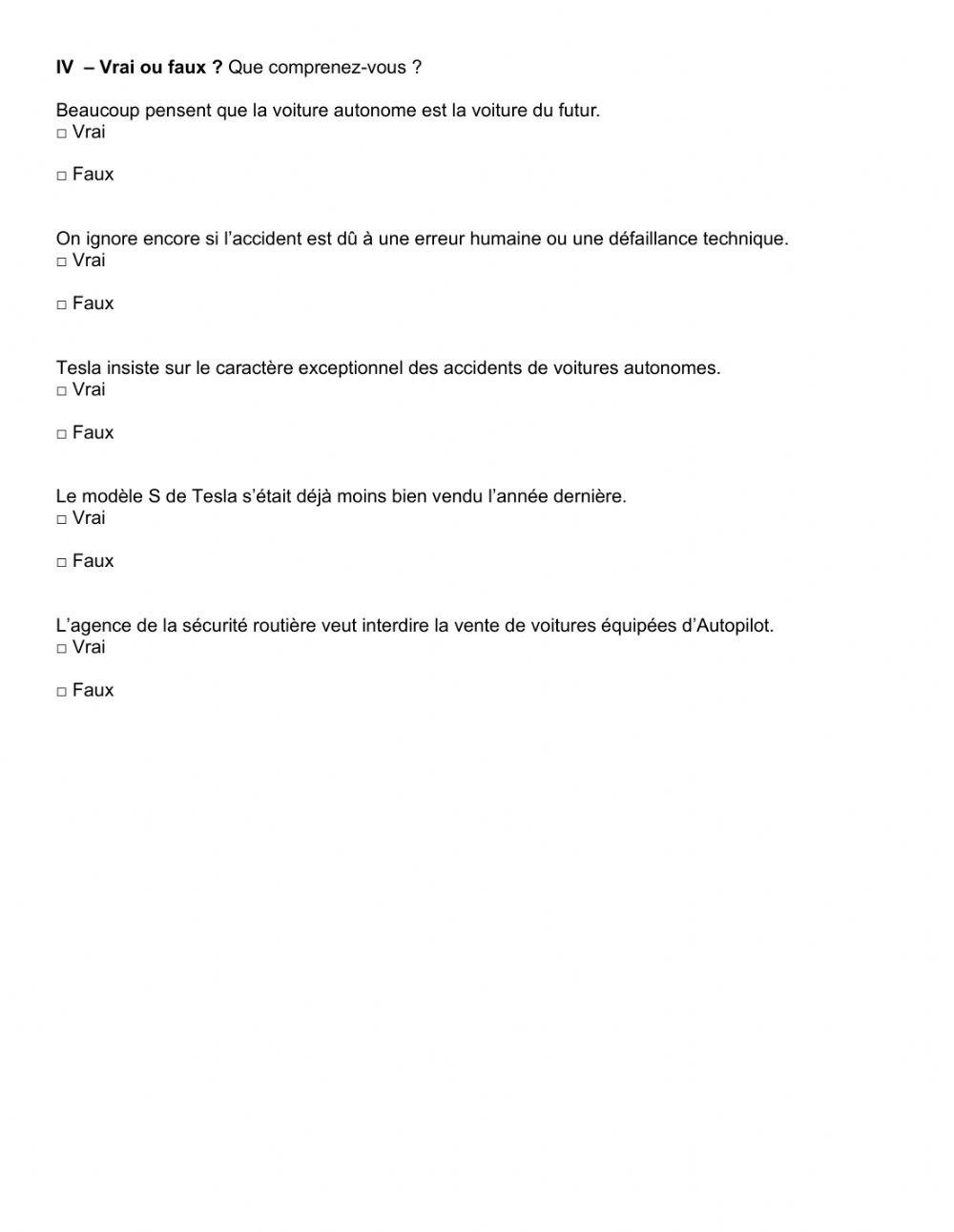 Ecoute:  les voitures Autonomes