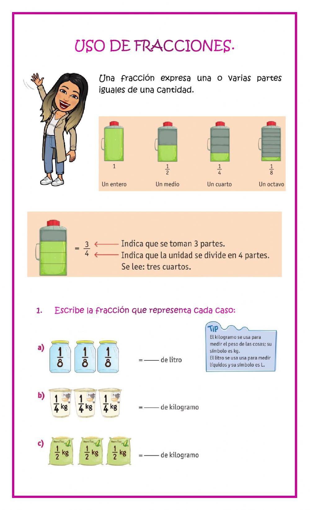 Usos y repartos con fracciones