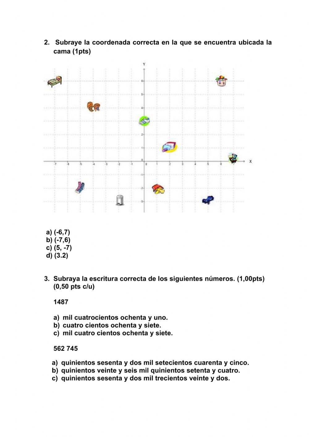 Evaluación i unidad 5to. básica (matemáticas)