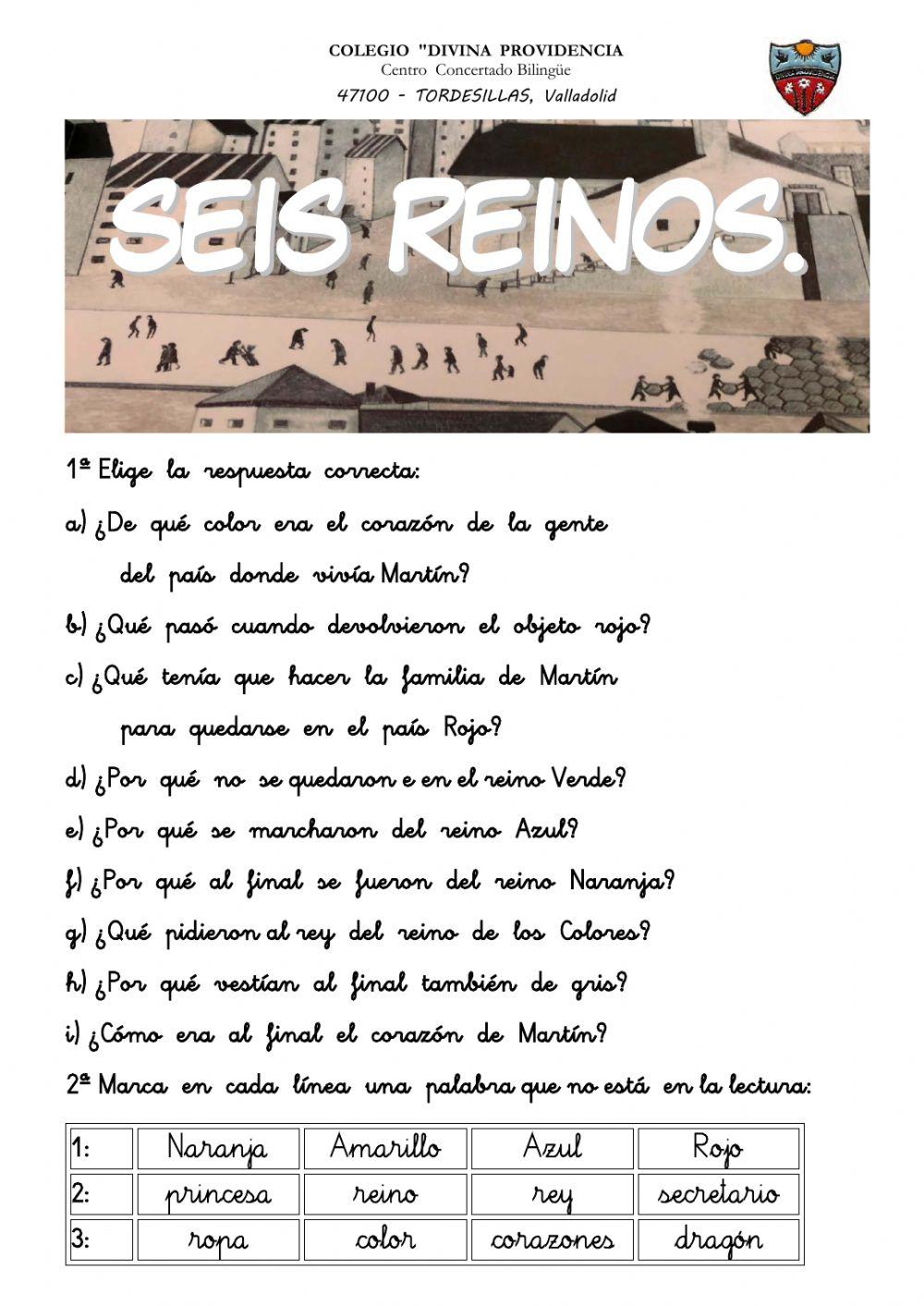 Comprensión lectora 3º EP 011.- SEIS REINOS. Palabras llanas y con R